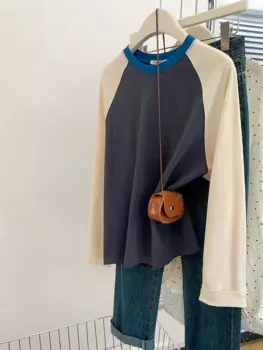 Женская Винтажная футболка с длинным рукавом, свободного покроя