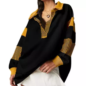 Женская Винтажная футболка в полоску, с длинным рукавом