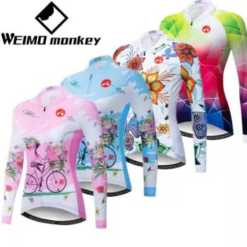 Женская велосипедная рубашка с длинным рукавом, розовая, синяя, красная