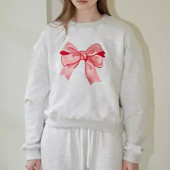 Женская весенне-осенняя свободная толстовка с длинным рукавом и круглым вырезом, пуловер с принтом и бантом, топы
