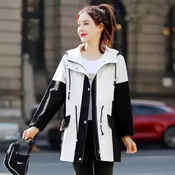 Женская ветровка с капюшоном, на завязках