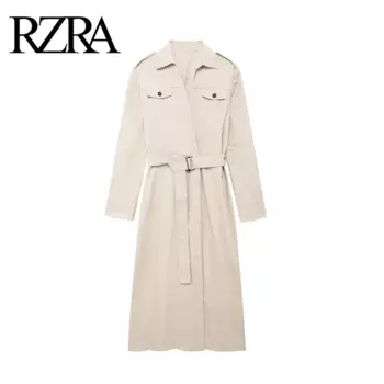 Женская ветровка с поясом и карманами, на осень и зиму