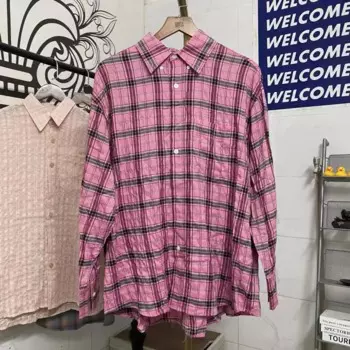 Женская винтажная рубашка с длинным рукавом, в клетку