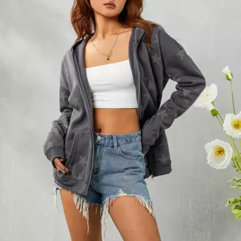 Женская винтажная толстовка с капюшоном и принтом в виде звезд