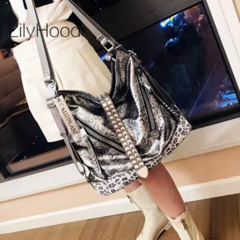 Женская винтажная высококачественная веганская кожаная сумка-хобо большой емкости с напуском, роскошный дизайн, леопардовый трансформируемый рюкзак, сумка-мешок