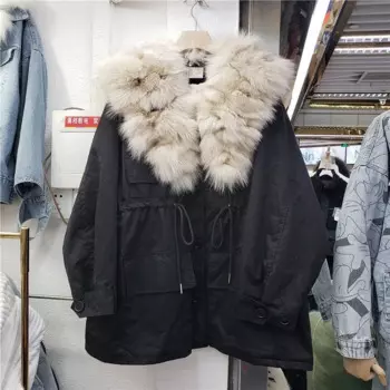 Женская зимняя Толстая теплая куртка-карго с флисовой подкладкой, парка с большим меховым воротником и регулируемой талией, свободная куртка, повседневная женская верхняя одежда, пальто