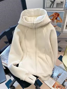 Женские абрикосовые толстовки с капюшоном, винтажная уличная одежда, корейская мода, Harajuku, эстетичная толстовка большого размера, верхняя одежда, осень