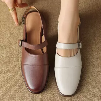 Женские эспадрильи из коровьей кожи, с круглым носком