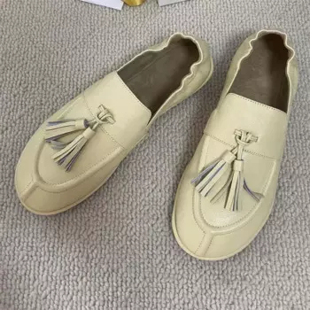 Женские балетки из натуральной кожи, с круглым носком, Размеры 35-40