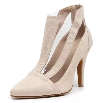 Женские бежевые стильные танцевальные туфли на высоком каблуке 7,5-11 см