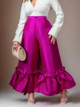 Женские блестящие длинные брюки-Капри с высокой талией, размеры 3XL, 4XL