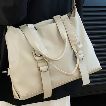 Женские Большие бежевые сумки через плечо, Женская качественная оригинальная ручная сумка из искусственной кожи, женская уличная Дорожная сумка на плечо, 2024