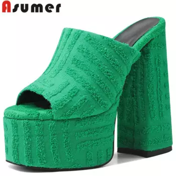 Женские босоножки без шнуровки ASUMER, на платформе и толстом очень высоком каблуке, из синтетического материала, размеры 34-43, лето 2022