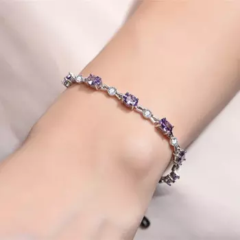 Женские браслеты из серебра 925 пробы с фиолетовым фианитом