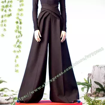 Женские брюки cintura 2023, модные элегантные черные широкие брюки с высокой талией и шваброй, повседневные облегающие уличные брюки с перекрестной талией