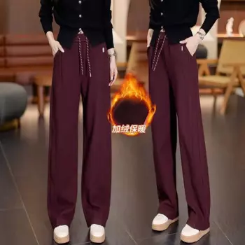 Женские брюки из флиса с подкладкой, кашемировые шерстяные брюки, женские брюки, широкие брюки с эффектом драпировки