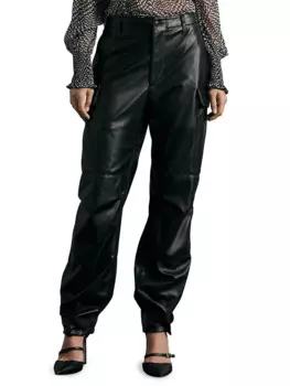 Женские брюки-карго из искусственной кожи, черные матовые прямые брюки из искусственной кожи с несколькими карманами, повседневные мешковатые широкие брюки с высокой талией, Y2k, индивидуальные штаны