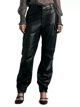 Женские брюки-карго из искусственной кожи, черные матовые прямые брюки из искусственной кожи с несколькими карманами, повседневные мешковатые широкие брюки с высокой талией, Y2k, индивидуальные штаны