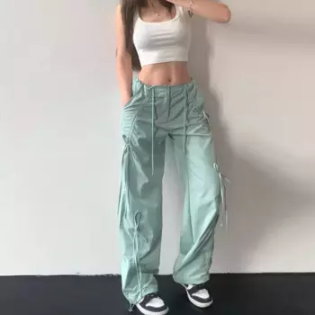 Женские брюки-карго с завязкой на талии