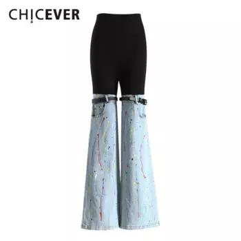 Женские брюки-клеш с завышенной талией, со шнуровкой