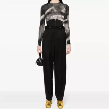 Женские брюки, новинка, брюки с прямыми штанинами в виде рыбьих костей на осень 2024, облегающие Женские брюки с высокой талией, брюки с маленькими штанинами