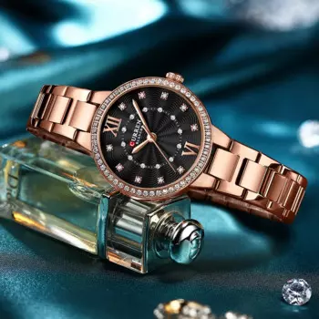 Женские часы CURREN, модные простые женские часы-браслет из нержавеющей стали, кварцевые наручные часы, водонепроницаемые часы для девушек