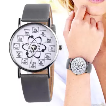 Женские часы, креативный дизайн, маркеры с химическим элементом, узор молекул, часы с кожаным ремешком, кварцевые наручные часы, женские часы