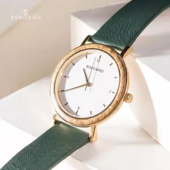 Женские часы montre femme BOBO BIRD Wood, золотистые ультратонкие японские кварцевые часы 6,5 мм с ремешком из натуральной кожи