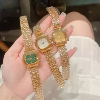 Женские часы, новые модные женские кварцевые часы, индивидуальный зеленый циферблат, простые золотые роскошные женские наручные часы A255