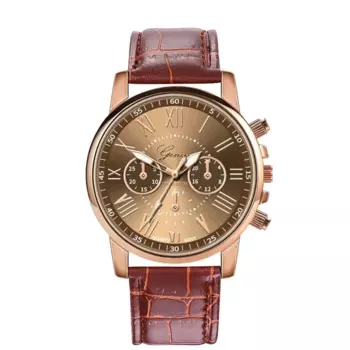 Женские цифровые наручные часы с римскими цифрами и искусственной кожей, аналоговые кварцевые часы, наручные часы для женщин, женские часы