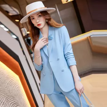 Женские деловые костюмы для осени и зимы, с брюками и курткой, пальто с длинным рукавом, профессиональный стиль OL, брючные костюмы, брюки, комплект