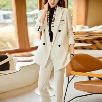 Женские деловые костюмы из высококачественной ткани, деловые костюмы с брюками и куртками, пальто, профессиональная рабочая одежда, брючные костюмы, брюки, комплект