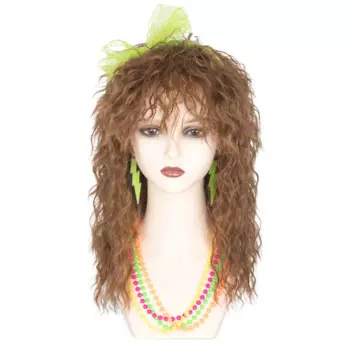 Женские длинные вьющиеся парики Miss U Hair 80s, Коричневый женский парик для Хэллоуина, аксессуары для костюма 80s