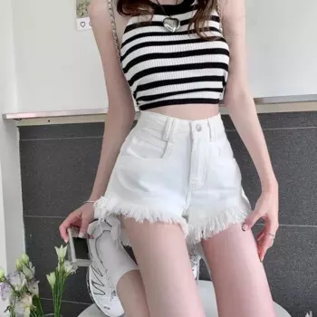 Женские джинсовые шорты с высокой талией, 4 цвета