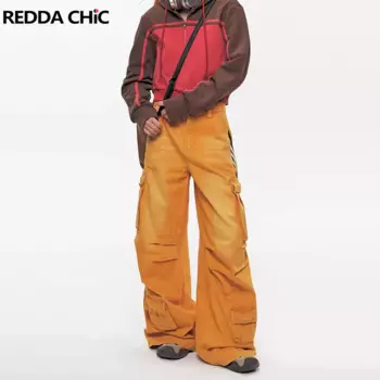 Женские джинсы-карго REDDACHiC в стиле бойфренда с высокой посадкой, мешковатые джинсы оверсайз, повседневные брюки с широкими штанинами в стиле ретро 90-х годов