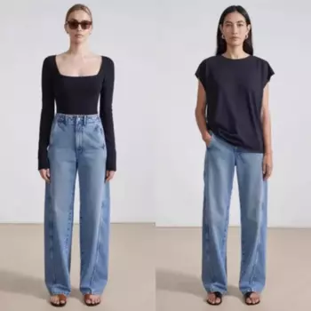 Женские джинсы в стиле ретро, с высокой талией, голубые