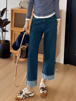 Женские джинсы Y2k, Новые Осенние эластичные прямые джинсы, женские узкие брюки с широкими штанинами