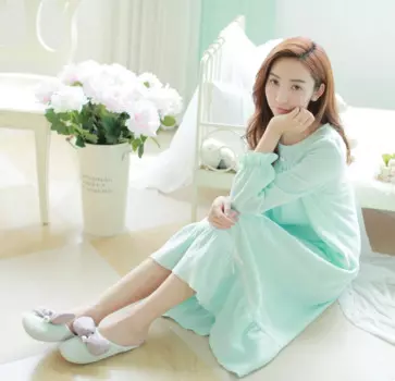 Женские флис ткань тепловой полный ночная рубашка королевской принцессы Ночная сорочка с длинным рукавом винтажные пижамы для дома