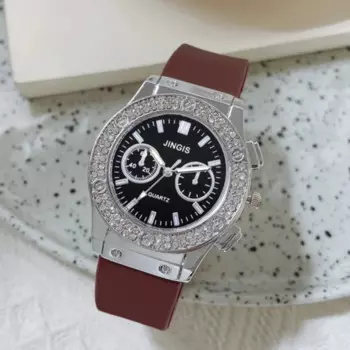 Женские и мужские кварцевые часы с силиконовым ремешком