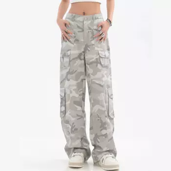 Женские камуфляжные брюки-карго в стиле хип-хоп