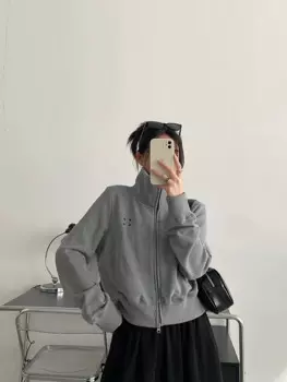 Женские кардиганы с двойной молнией, дизайнерская толстовка, повседневные универсальные топы, осень 2024, новые худи куртки, женская верхняя одежда