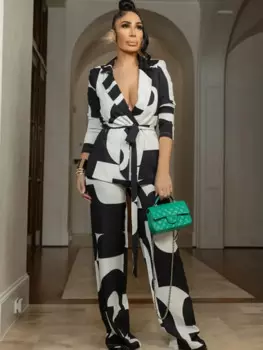 Женские комплекты из 2 предметов, Африканский Дашики, Новое поступление 2024, осенне-зимние одинаковые комплекты из двух предметов, топ и брюки, костюмы, наряды, одежда