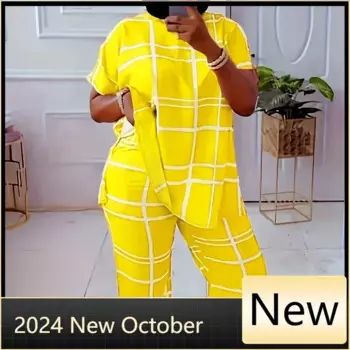 Женские комплекты из 2 предметов, Новое поступление 2024, весна-лето, одинаковые комплекты в полоску с принтом, комплекты из двух предметов, топ, брюки, костюмы, одежда