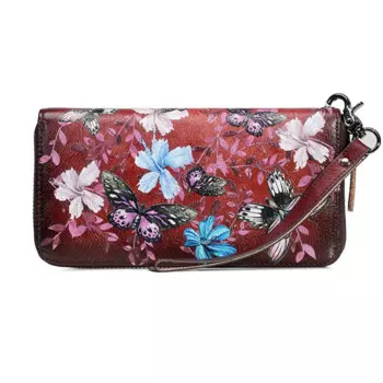 Женские кошельки, кошелек для нескольких карт, большой кошелек из натуральной кожи с цветочным принтом, сумки на запястье с застежкой для денег, длинный клатч, удобная женская сумка на молнии