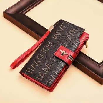 Женские кошельки с отделением для карт и телефонов, WILLIAMPOLO, длинный кожаный кошелек, с застежкой молнией, отделение для монет, Женский кошелек сумочка