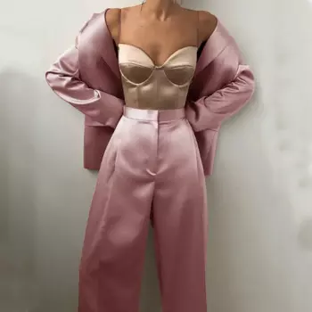 Женские костюмы, элегантные женские комплекты, повседневный и простой женский полноразмерный костюм, однобортные уличные модные брюки