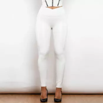 Женские кожаные леггинсы Shascullfites Melody X Cross, однотонные белые леггинсы V-образной формы с высокой талией, кожаные штаны X Cross