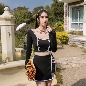 Женские купальные костюмы из двух предметов, одежда для плавания с длинным рукавом, однотонные бикини, купальный костюм с шортами пуш-ап, женская пляжная одежда