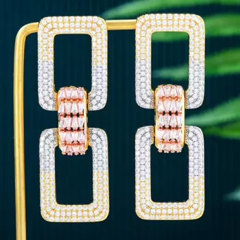 Женские квадратные серьги SisCathy, роскошные висячие серьги с цирконием, эффектные ювелирные украшения