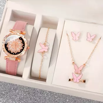 Женские кварцевые часы с кожаным ремешком, 6 шт.